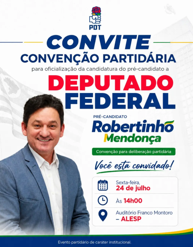 Banner divulgado nas redes sociais do pré-candidato no dia 22.07.2026